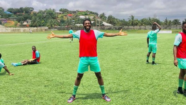 Ex-footballer Michael Komba, posing in his safe space - football field, he has been clean from substance abuse and now a crusader